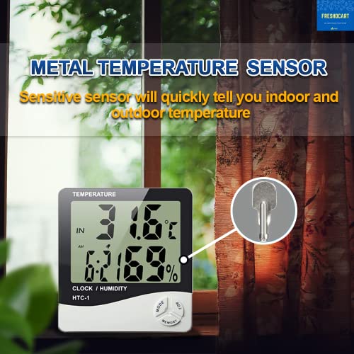 FreshDcart Room Temperature Thermometer with Humidity Meter – Accurate Indoor Sensor, Clear LCD Display, Digital Wall Clock Thermometer, Real-Time Monitoring, Ideal for Home, Office, Comfort & Health - Image 3