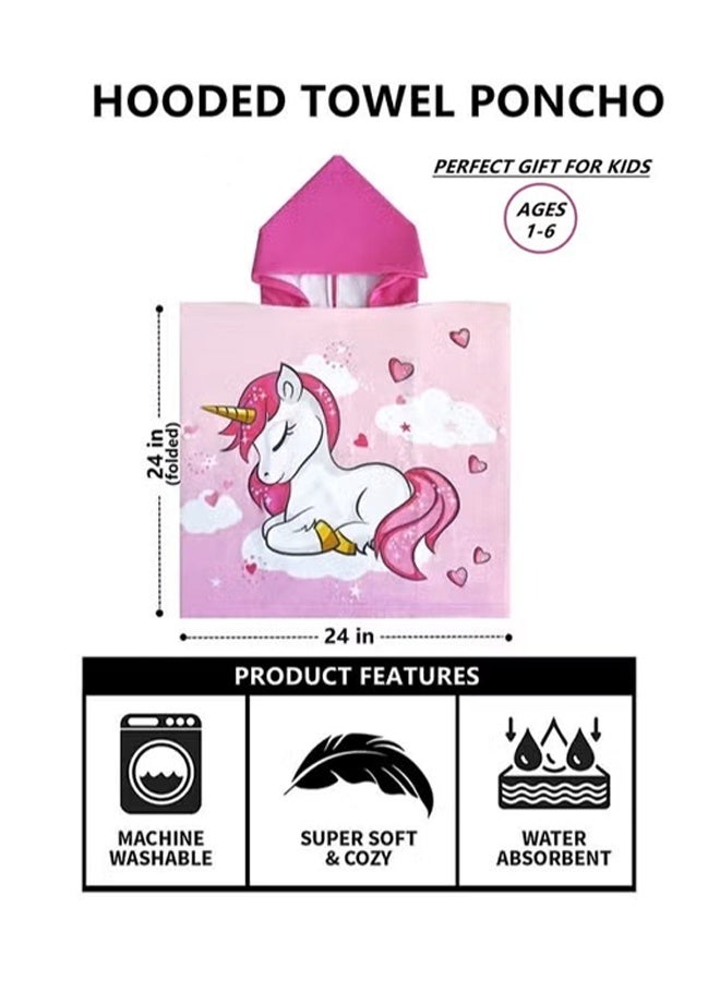 Kids Bath Towel for 1-6 Years Toddler, 1Pcs Kids Hooded Towel, Microfiber Bath Towel Super Soft Robe Poncho Bathrobe, Boys Girls Swimming Beach Holiday Water Playing Pool Bath Coverups (3D Unicorn) - Image 4