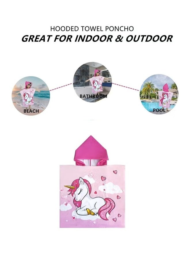 Kids Bath Towel for 1-6 Years Toddler, 1Pcs Kids Hooded Towel, Microfiber Bath Towel Super Soft Robe Poncho Bathrobe, Boys Girls Swimming Beach Holiday Water Playing Pool Bath Coverups (3D Unicorn) - Image 5