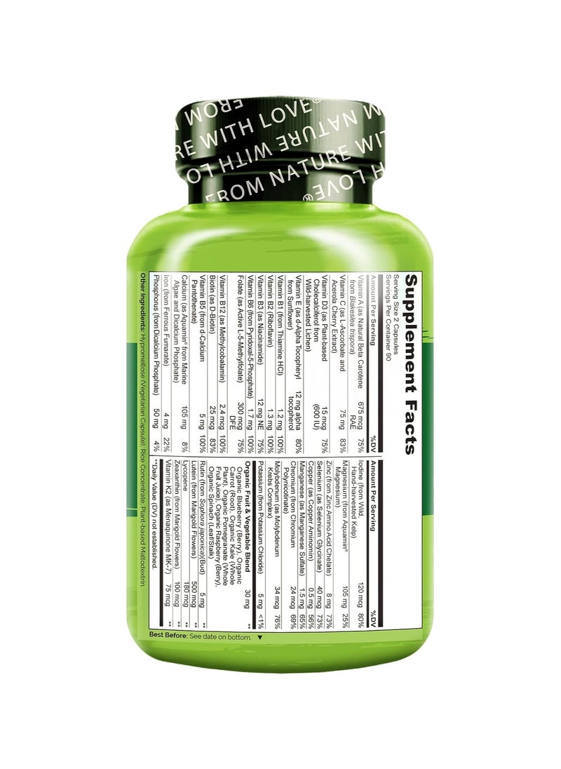 NATURELO فيتامينات متعددة من الأطعمة الكاملة للمراهقين لدعم البشرة النقية والتركيز الذهني وصحة المناعة، مكمل غذائي يحتوي على 180 كبسولة نباتية  - Image 3