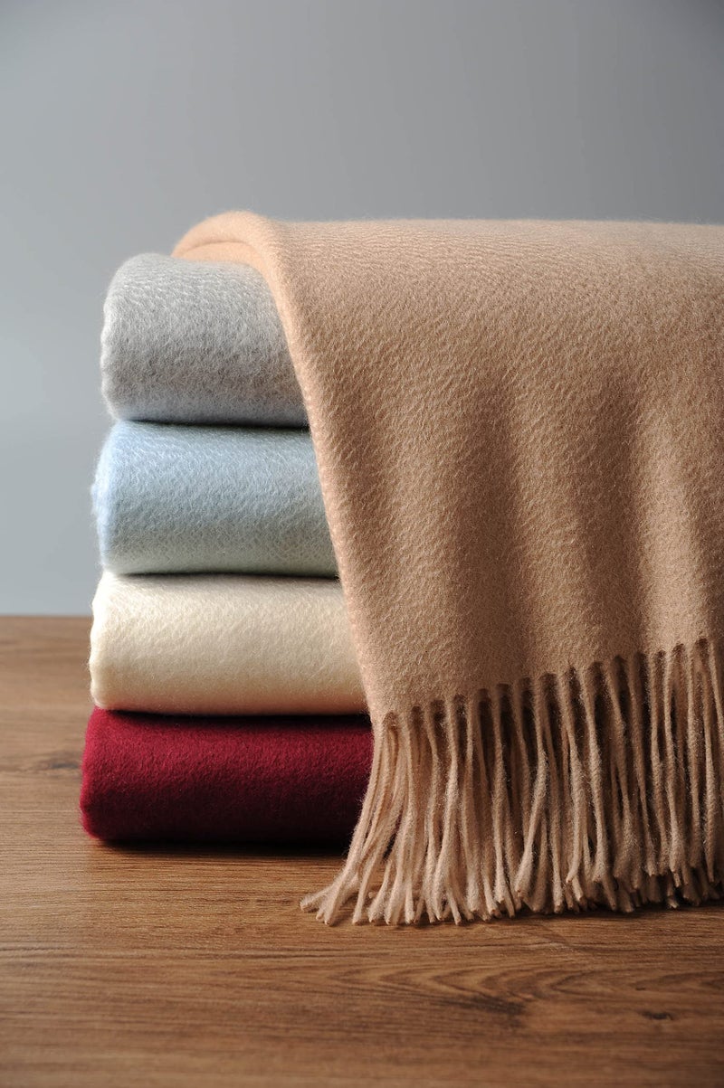 EP Mode 100 Pure Cashmere Throw Blanket for Sofa Classic Design with Gift Box Rugby Tan