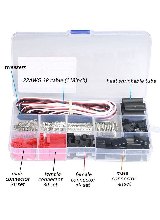 Fraternize - 60 Sets Jst Servo Connector Kits Plug Male Female Crimp Pin Cable With Sn 28B Dupont Crimping Tool 0.1 1.0Mm ²(Awg28 18) Compatible Jst Syp Servo Wire Cable For Rc Car Hitec Spektrum Model Airplanes - Image 1