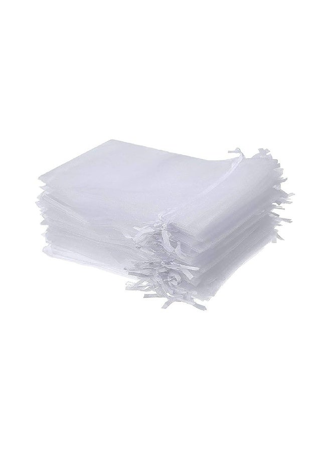 50 قطعة أكياس أورجنزا صغيرة 7 × 9 سم أكياس هدايا بيضاء مزودة بحبل سحب حقائب مجوهرات أكياس هدايا زفاف لحفلات أعياد الميلاد قواقع حلوى شوكولاتة