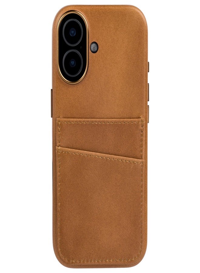 Dockem iPhone 17 Genuine Leather Card Case with Photo Control Button and Wallet Stitched with 2 Credit Card Pockets (Light Brown, M2GL) - Image 5