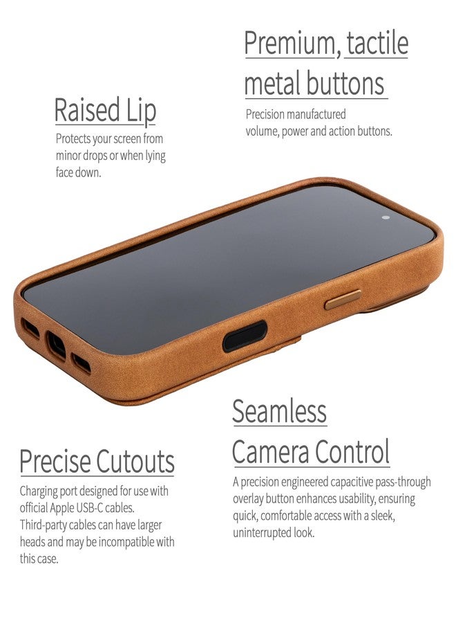 Dockem iPhone 17 Genuine Leather Card Case with Photo Control Button and Wallet Stitched with 2 Credit Card Pockets (Light Brown, M2GL) - Image 3