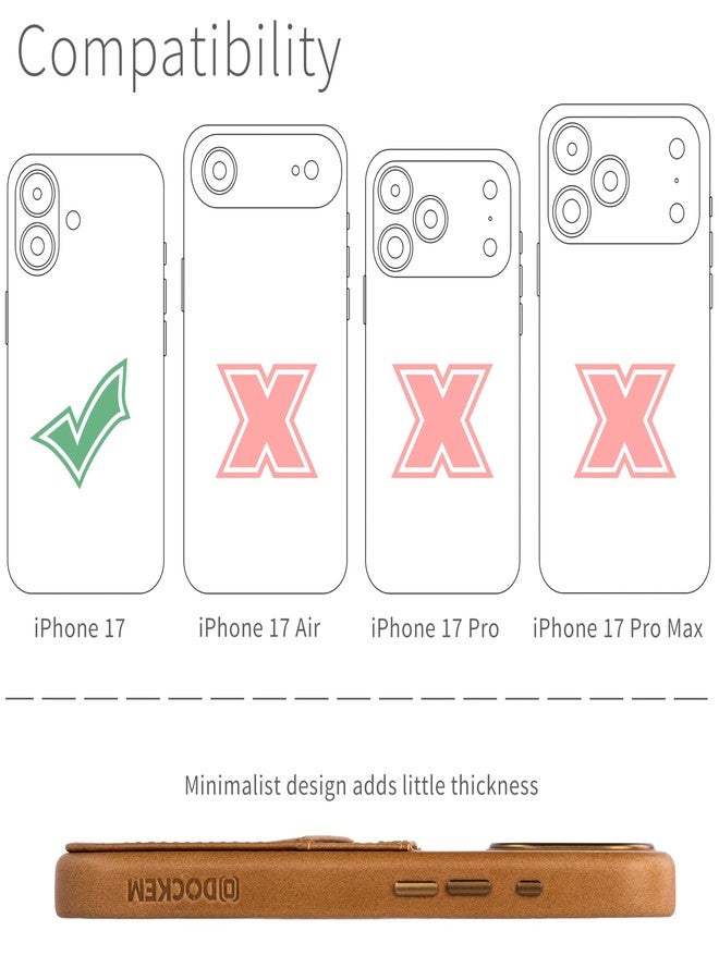 Dockem iPhone 17 Genuine Leather Card Case with Photo Control Button and Wallet Stitched with 2 Credit Card Pockets (Light Brown, M2GL) - Image 2