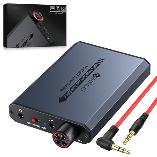 Neoteck 3.5mm Headphone Amp with Bass Boost Portable HiFi Headphone Amplifier, 16-600 Ohm,Aluminum Matte Surface for Mac,Phones,iPad,MP3,MP4 Computers PS4 PS5 Controller-Dark Grey - Image 1