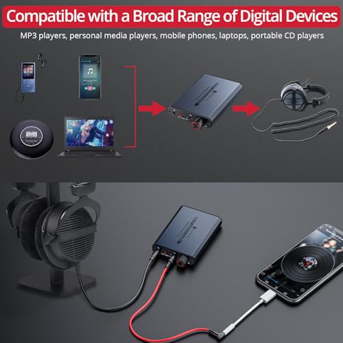 Neoteck 3.5mm Headphone Amp with Bass Boost Portable HiFi Headphone Amplifier, 16-600 Ohm,Aluminum Matte Surface for Mac,Phones,iPad,MP3,MP4 Computers PS4 PS5 Controller-Dark Grey - Image 4