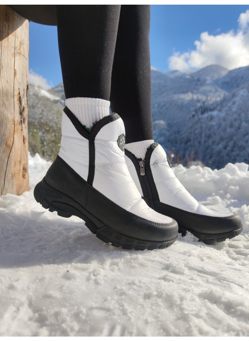 Çiğdem Kundura Çiğdem Snow Boots Snow 1c Unisex - White-Short Zippered-Crest - 37 - Image 2