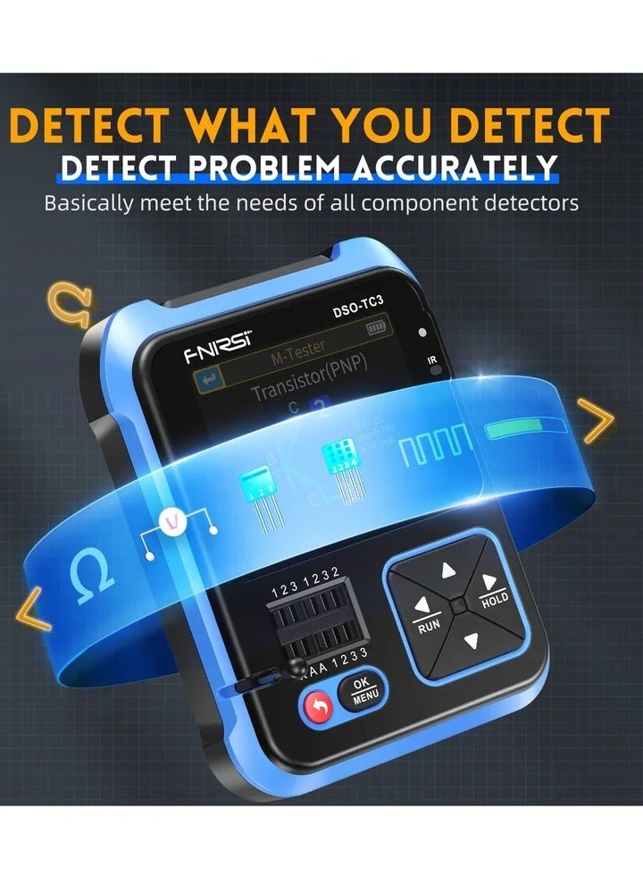 DSO-TC3 Oscilloscope -3-in-1 Handheld Oscilloscope & DDS Signal Generator & Transistor Tester, 500Khz Bandwidth 10MSa/s Sampling Rate, 6 Types of Waveforms, Transistors Measure - Image 4