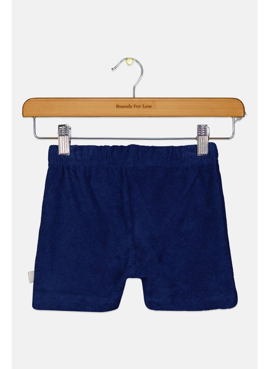 Cheekee Munkee - Toddlers Boy Embroidered Logo Shorts, Navy - Image 1