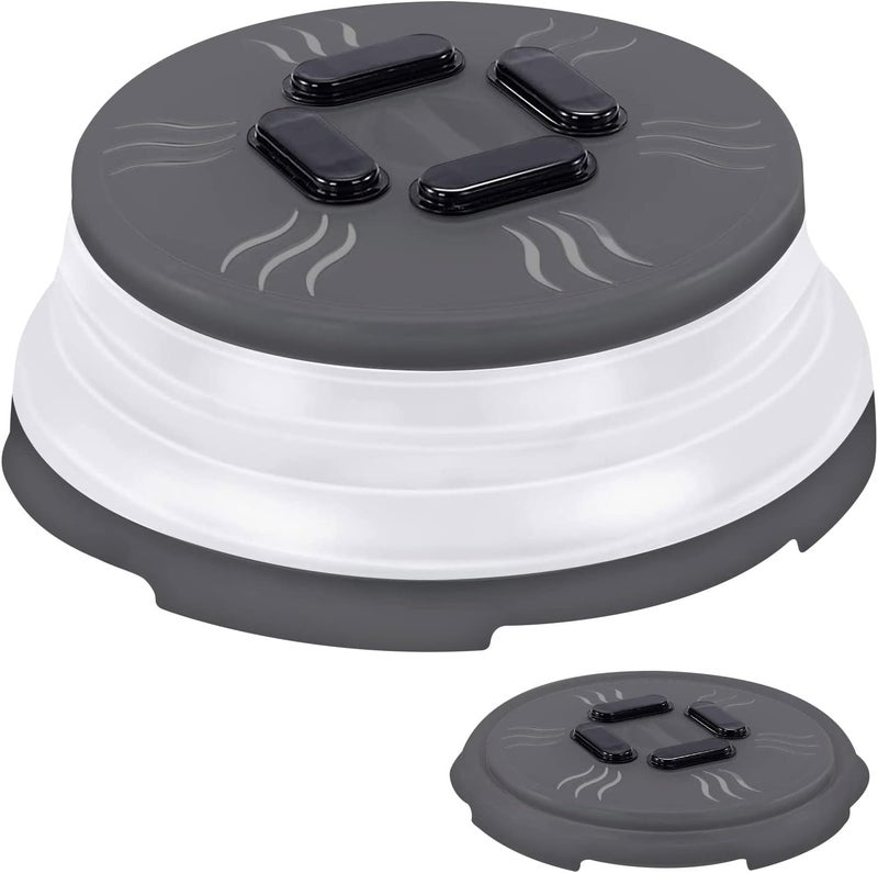 HOVER COVER Collapsible Magnetic Splatter Cover, 10-Inch Clear BPA-Free Food Lid Vented Plate Guard with Steam Vents, Anti-Splash Microwave Lid, Dishwasher Safe Space-Saving Magnetic Storage, Charcoal - Image 1