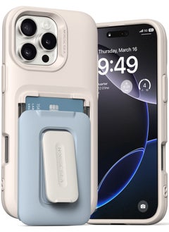 VRS Design D-Wallet Orb iPhone 16 Pro MAX Case Cover Wallet [3 Card] Credit Holder Slot [Semi Automatic] Built-in [Kickstand] - Cotton Blue  - Image 1