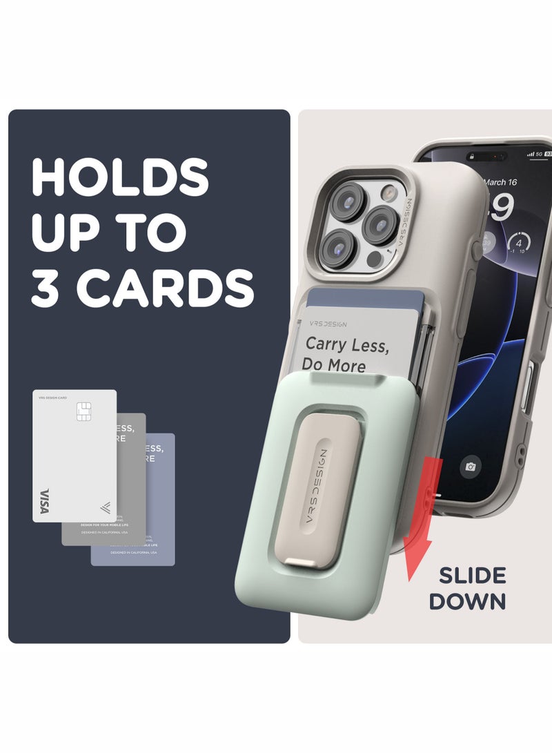 VRS Design D-Wallet Orb iPhone 16 Pro MAX Case Cover Wallet [3 Card] Credit Holder Slot [Semi Automatic] Built-in [Kickstand] - Cotton Blue - Image 3