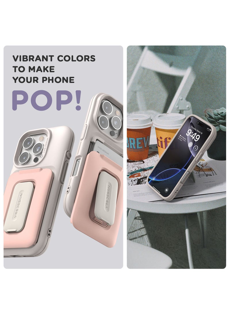 VRS Design D-Wallet Orb iPhone 16 Pro MAX Case Cover Wallet [3 Card] Credit Holder Slot [Semi Automatic] Built-in [Kickstand] - Cotton Blue - Image 5