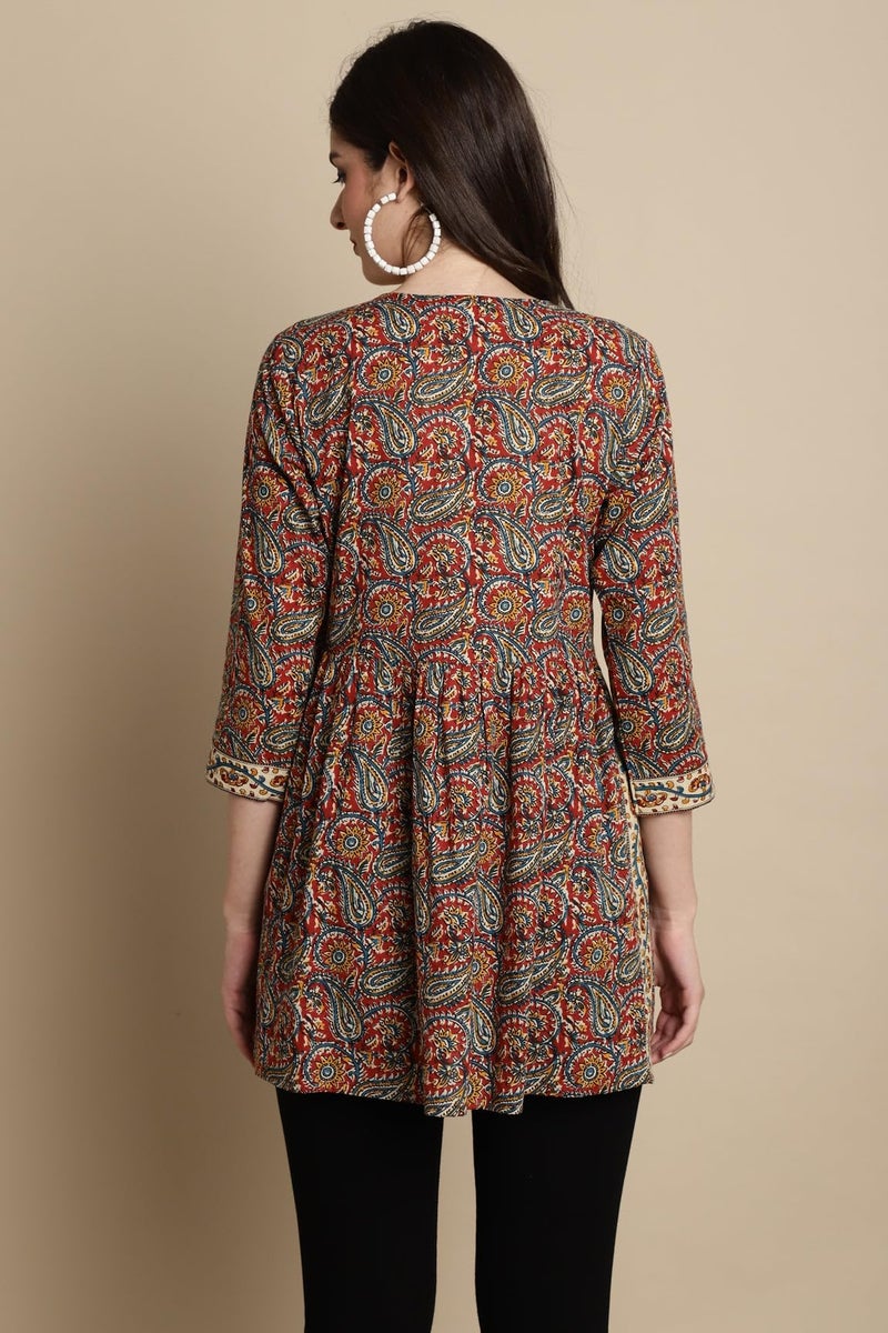 Rajnandini Women's Pure Cotton Jaipuri Printed Short Top (JOPLJPR730-S_Multicolor_S) - Image 4