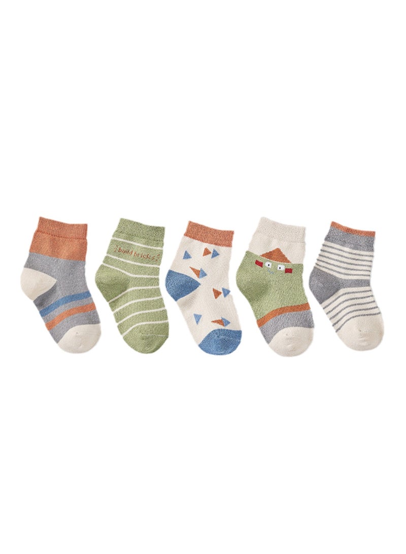 5 pairs of children's socks combed cotton breathable children's socks - Image 1