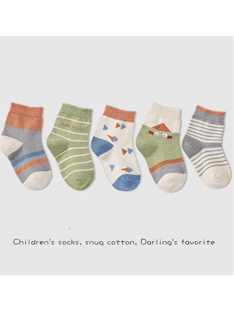 5 pairs of children's socks combed cotton breathable children's socks - Image 2