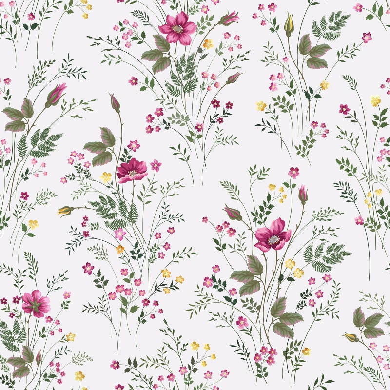 VaryPaper 177x787 Pink Floral Wallpaper Peel and Stick Wildflower Wallpaper Waterproof Self Adhesive Wall Murals Removable Decorative Floral Contact Paper for Cabinets Walls Bedroom Nursery - Image 2