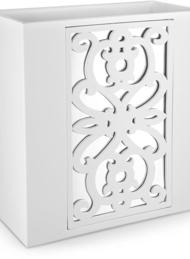 Creative Scents DWELLZA Mirror Janette Bathroom Trash Can (27cm x 15cm x 28cm, White) - Image 1