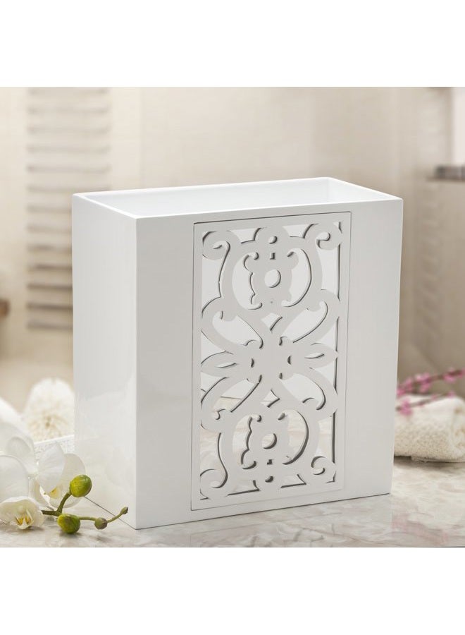 Creative Scents DWELLZA Mirror Janette Bathroom Trash Can (27cm x 15cm x 28cm, White) - Image 2