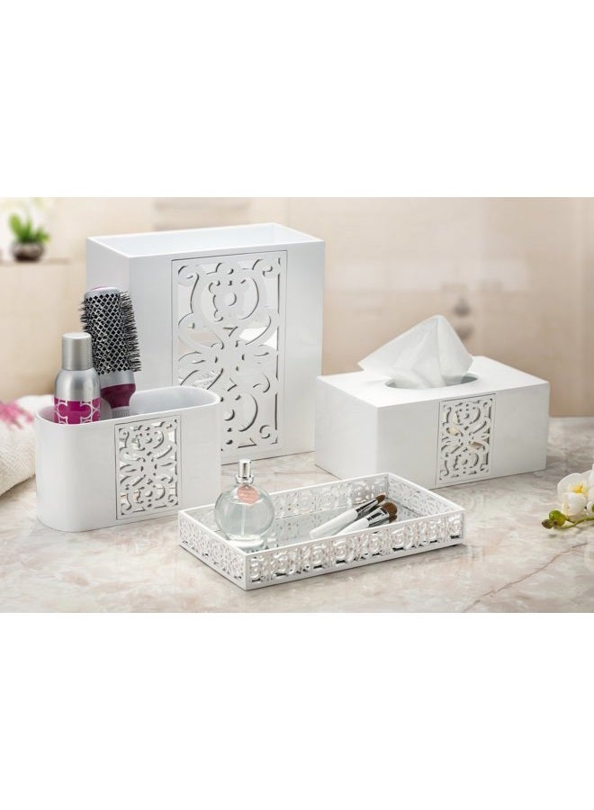 Creative Scents DWELLZA Mirror Janette Bathroom Trash Can (27cm x 15cm x 28cm, White) - Image 3