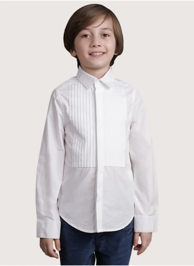 One Friday One Friday Kids Boys White Full sleeves Cotton Shirt