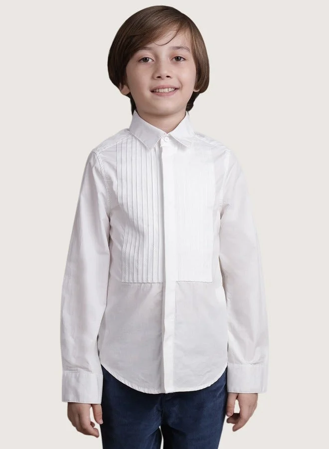 ون فرايدي قميص قطن أبيض بأكمام كاملة للأولاد من ون فرايدي