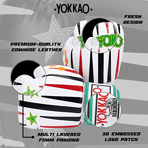 YOKKAO Muay Thai Redgammon Boxing Gloves - White - 14oz - Image 3