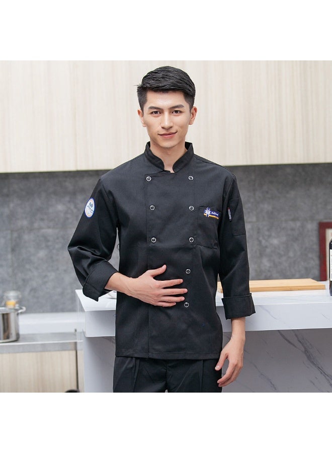 NIBEMINENT Kitchen Cook Shirt Long/Short Sleeve Unisex Chef Jacket Double-Breasted Classic Coat Restaurant Kitchen Uniform - Image 1