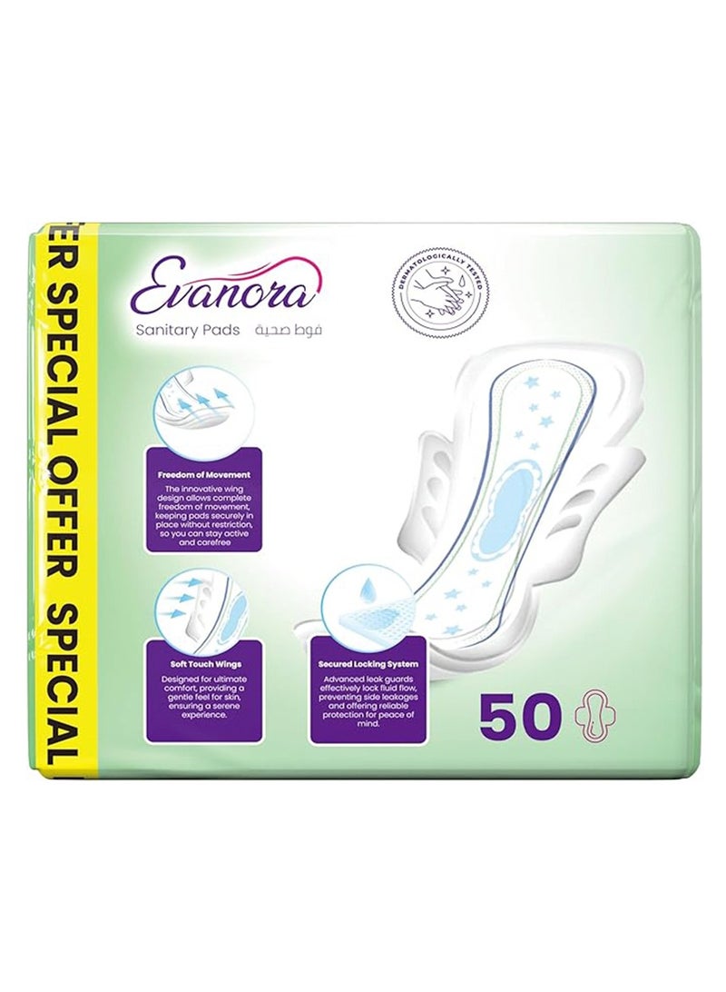 Evanora Sanitary Pads Aloe Maxi 50 Count | Thick & Long | Gentle Care with Aloe Vera + Vitamin E | Ultra Absorbent, Anti-Leak, Breathable | Skin-Friendly Feminine Pads for Women - Image 2
