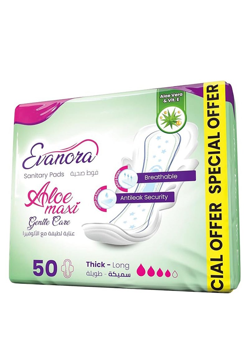 Evanora Sanitary Pads Aloe Maxi 50 Count | Thick & Long | Gentle Care with Aloe Vera + Vitamin E | Ultra Absorbent, Anti-Leak, Breathable | Skin-Friendly Feminine Pads for Women - Image 3
