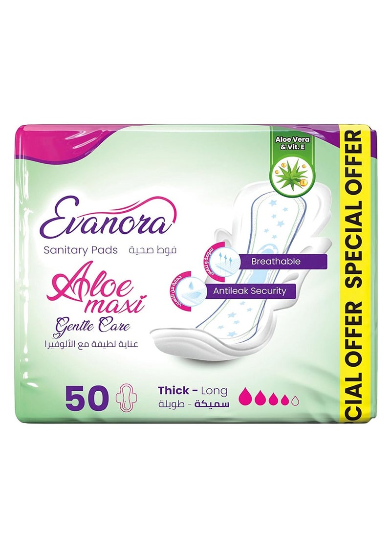Evanora Sanitary Pads Aloe Maxi 50 Count | Thick & Long | Gentle Care with Aloe Vera + Vitamin E | Ultra Absorbent, Anti-Leak, Breathable | Skin-Friendly Feminine Pads for Women - Image 4
