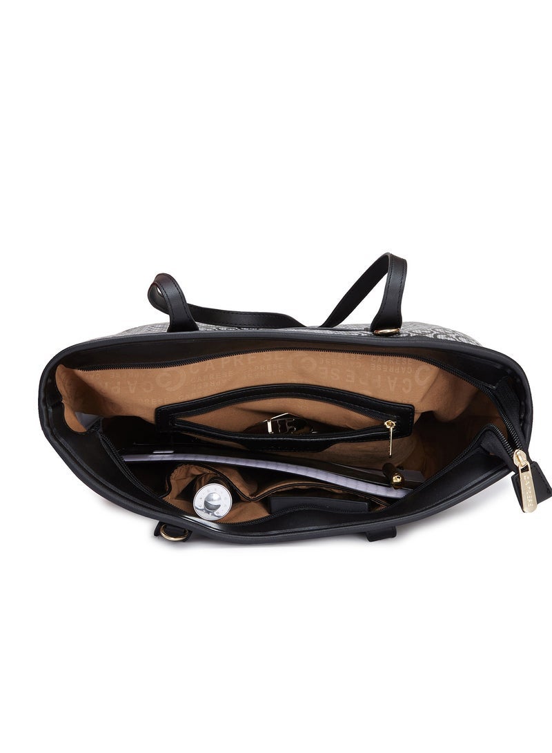 CAPRESE حقيبة توت كبيرة من جلد صناعي أسود مزخرف من كابريسي كالي - Image 5