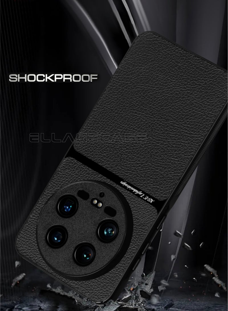 ELLAGECASE حافظة فئة الأعمال لهاتف Xiaomi 14 Ultra، رقيقة جداً، مع لوحة مغناطيسية مدمجة، شحن لاسلكي، مقاومة للصدمات، حماية كاملة لعدسة الكاميرا - Image 2