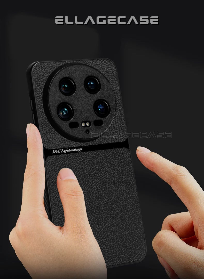 ELLAGECASE حافظة فئة الأعمال لهاتف Xiaomi 14 Ultra، رقيقة جداً، مع لوحة مغناطيسية مدمجة، شحن لاسلكي، مقاومة للصدمات، حماية كاملة لعدسة الكاميرا - Image 3