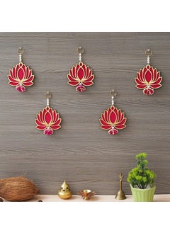 Webelkart Webelkart Premium Lotus wall hanging |Lotus Back Drop Hanging | ganpati decoration Wall Hanging Home And Office Decor (Wood Set Of 5) 6" Inches  - Image 1