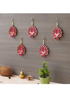 Webelkart Webelkart Premium Lotus wall hanging |Lotus Back Drop Hanging | ganpati decoration Wall Hanging Home And Office Decor (Wood Set Of 5) 6" Inches  - Image 2