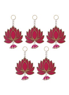 Webelkart Webelkart Premium Lotus wall hanging |Lotus Back Drop Hanging | ganpati decoration Wall Hanging Home And Office Decor (Wood Set Of 5) 6" Inches  - Image 3