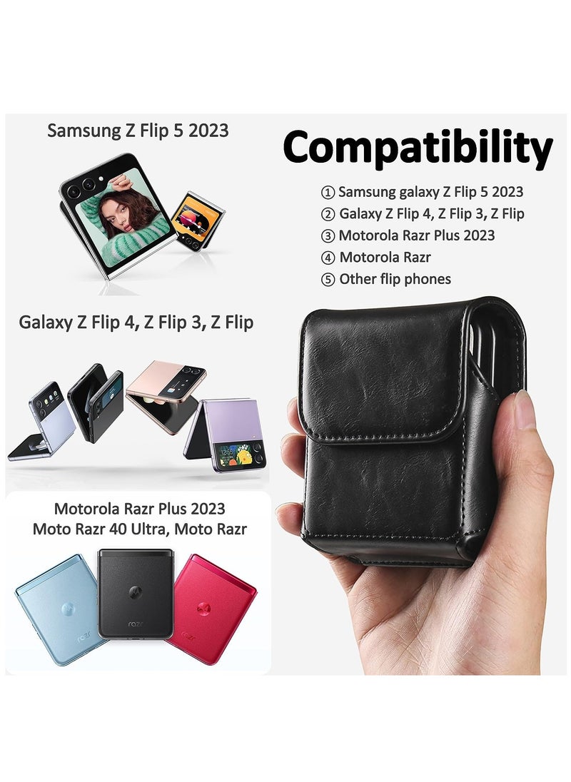 Gerenic - Leather Pouch with Belt Clip for Phone Holster Case for Motorola Razr Plus, Moto Razr+ 2023, Galaxy Z Flip 5/4/3/2 and more - Image 1