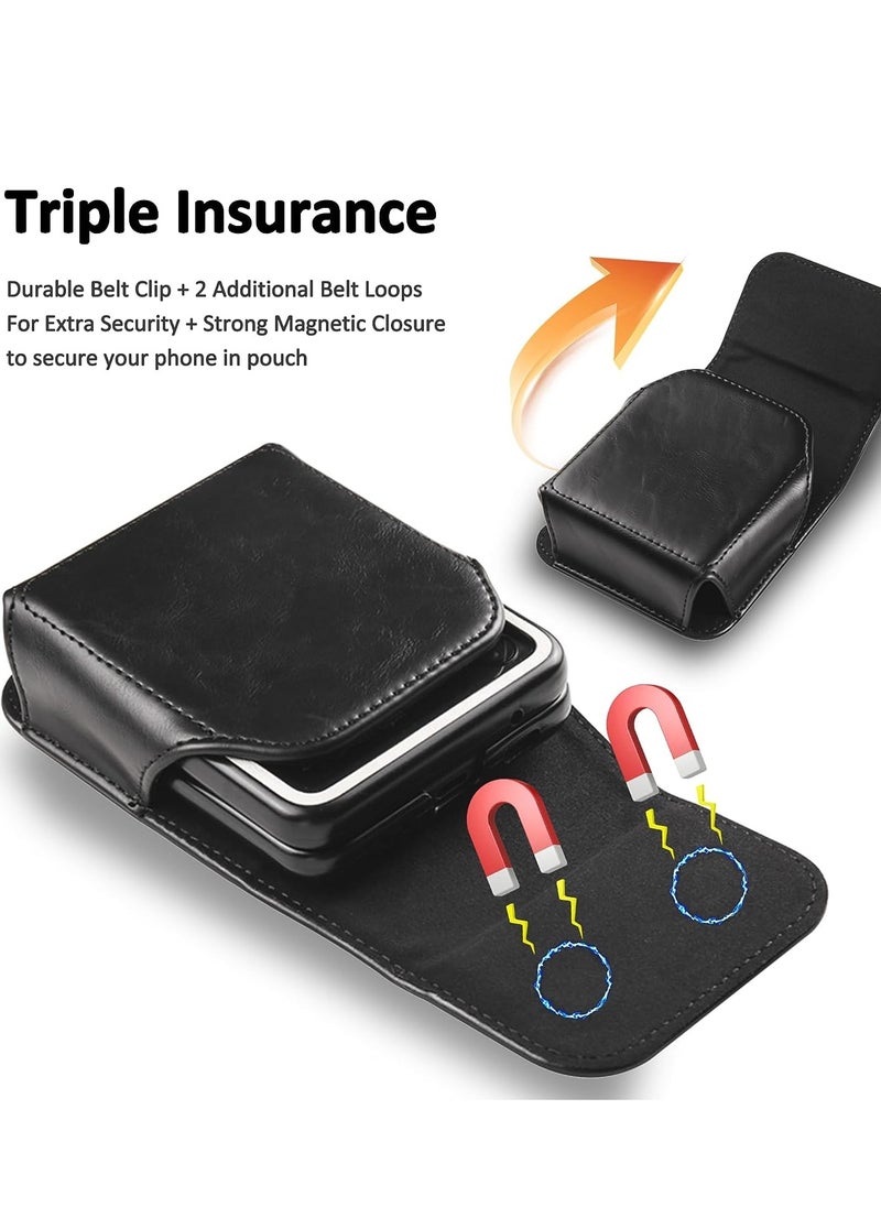 Gerenic - Leather Pouch with Belt Clip for Phone Holster Case for Motorola Razr Plus, Moto Razr+ 2023, Galaxy Z Flip 5/4/3/2 and more - Image 1