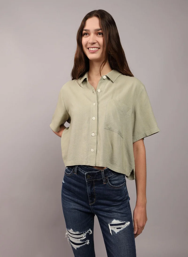 American Eagle Short-Sleeve Button-Up Shirt