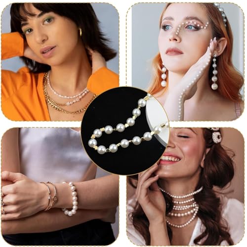 Tusmad 720PCS Pearl Beads Jewelry Making Kit – Assorted Sizes Round Pearl Beads, Gold Spacer Beads, Tools & Charms for DIY Crafts, Bracelets, Necklaces & Earrings (Bracelet Making Kit JS-09) - Image 5