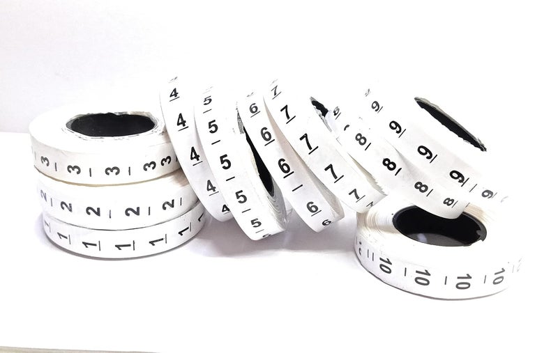 Generic Taffeta Size Label (1, 2, 3, 4, 5, 6, 7, 8, 9, 10) [Pack of 1000 Labels] (White) Number Roll Tags for Clothing, Dresses, and Other Project - Image 3