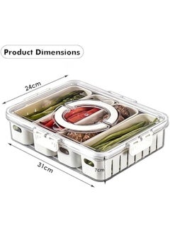 Storage Containers for Fridge, Divided Serving Tray with Lid and Handle, 4 Grids Portable Food Box Container, Fresh Produce Saver for Fruit, Vegetable, Refrigerator, Kitchen, Home, Picnic - pzsku/ZA4E34436F73DFC1603C4Z/45/_/1713043387/11185b7b-ca92-45f1-af33-ca76b5d9971c