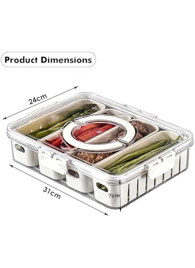 Storage Containers for Fridge, Divided Serving Tray with Lid and Handle, 4 Grids Portable Food Box Container, Fresh Produce Saver for Fruit, Vegetable, Refrigerator, Kitchen, Home, Picnic - pzsku/ZA4E34436F73DFC1603C4Z/45/_/1713043387/11185b7b-ca92-45f1-af33-ca76b5d9971c