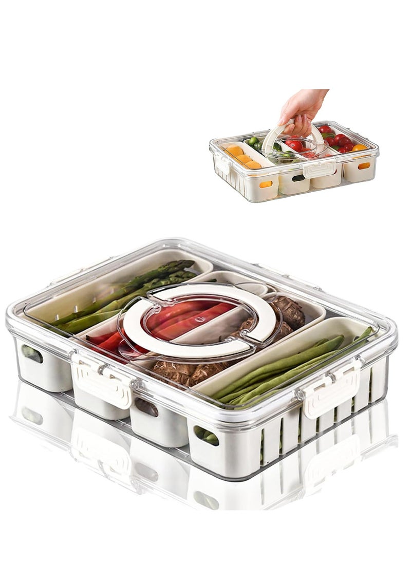 Storage Containers for Fridge, Divided Serving Tray with Lid and Handle, 4 Grids Portable Food Box Container, Fresh Produce Saver for Fruit, Vegetable, Refrigerator, Kitchen, Home, Picnic - pzsku/ZA4E34436F73DFC1603C4Z/45/_/1735022558/a76a9588-f6cc-458e-a95e-f9787876143c