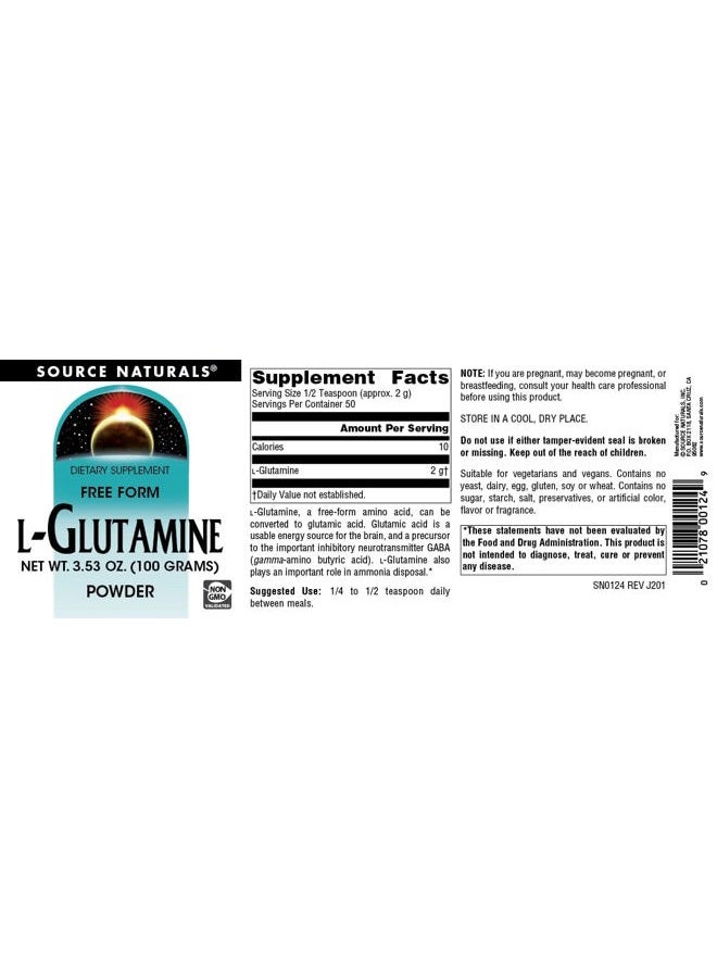 Source Naturals L-Glutamine, Free Form Amino Acid That Supports Metabolic Energy* - 100 Grams Powder - Image 4
