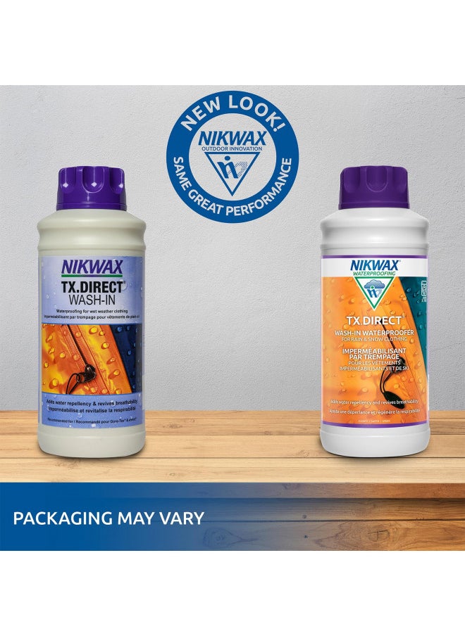 Nikwax - Nikwax TX.Direct Wash-In, 1L, High Performance Waterproofing Renewal Treatment Restores DWR Water Repellency in Jackets, Outerwear, Rain, Ski and Snow Gear - Image 1