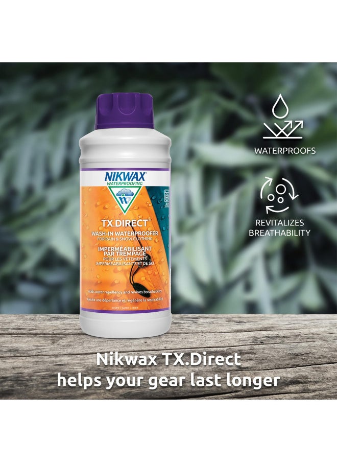 Nikwax - Nikwax TX.Direct Wash-In, 1L, High Performance Waterproofing Renewal Treatment Restores DWR Water Repellency in Jackets, Outerwear, Rain, Ski and Snow Gear - Image 1